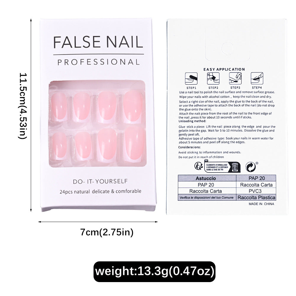 24 Pieces Nail Tips Square Short Simple Removable Boxed Fake Nails