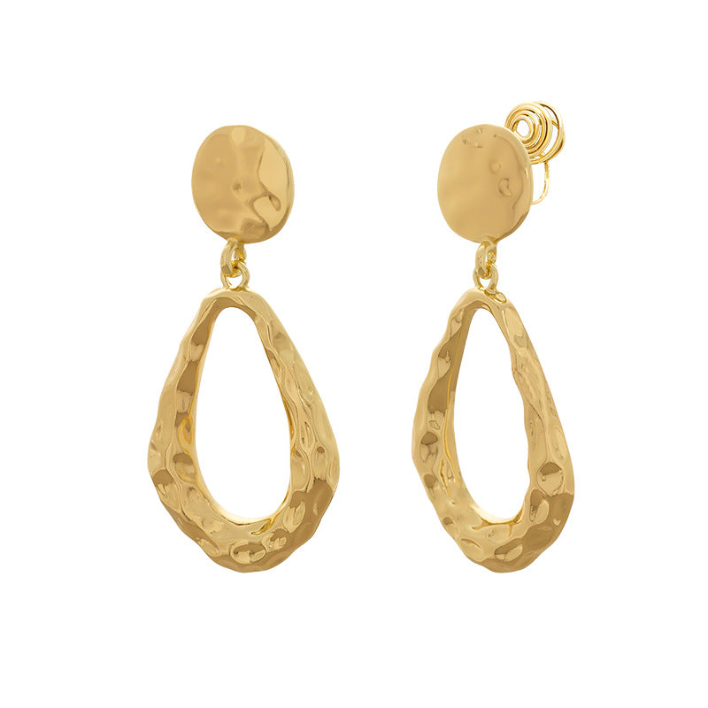 Hollow Waterdrop Pendant Gold Earrings Fashionable Style