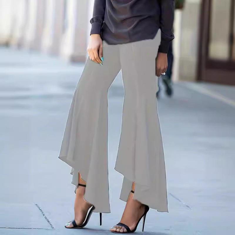 Womens Casual Solid-color Plus-size Flared Shorts For Work And Commuting