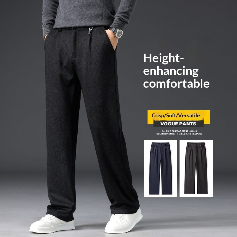 Straight-leg Loose-fit Wrinkle-resistant No-iron Mid-rise Stretch Dress Pantscasual Trousers