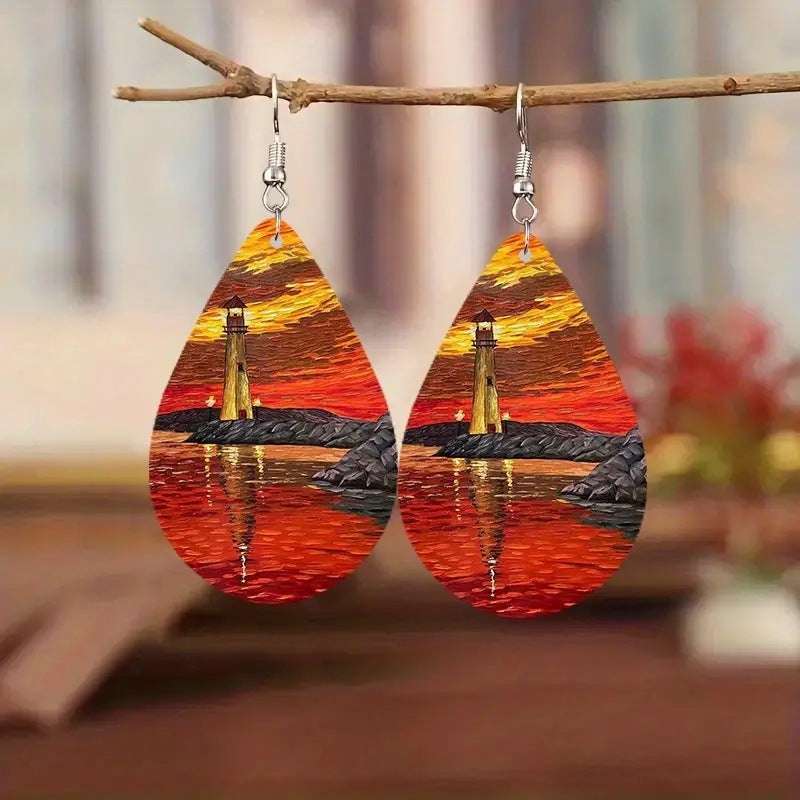 European And American PU Leather Earrings For Women Vintage And Creative