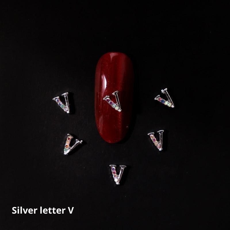 26 Letter Alloy Nail Ornament Nail Crystal