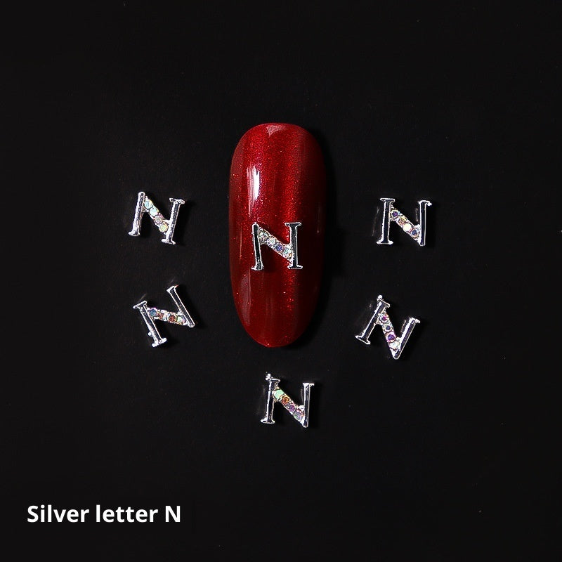 26 Letter Alloy Nail Ornament Nail Crystal