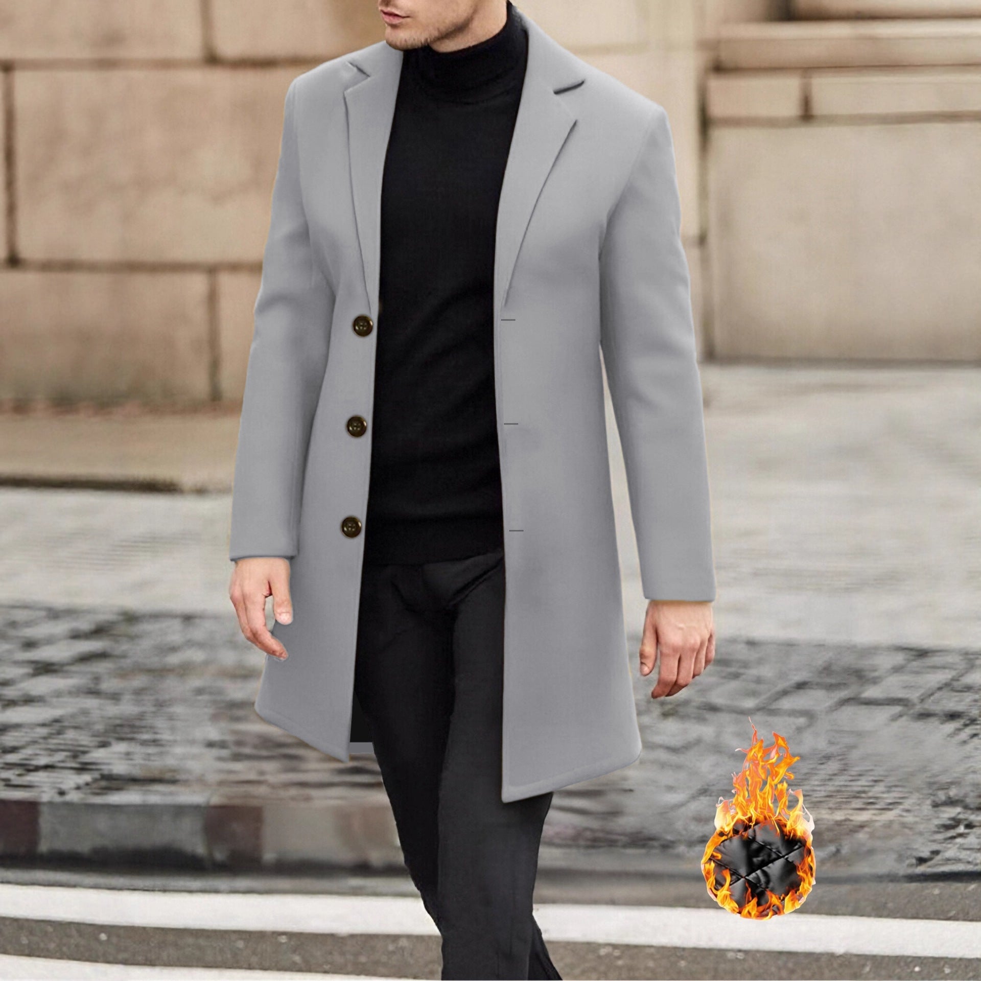 Single Breasted Lapel Windbreaker Woolen Coat