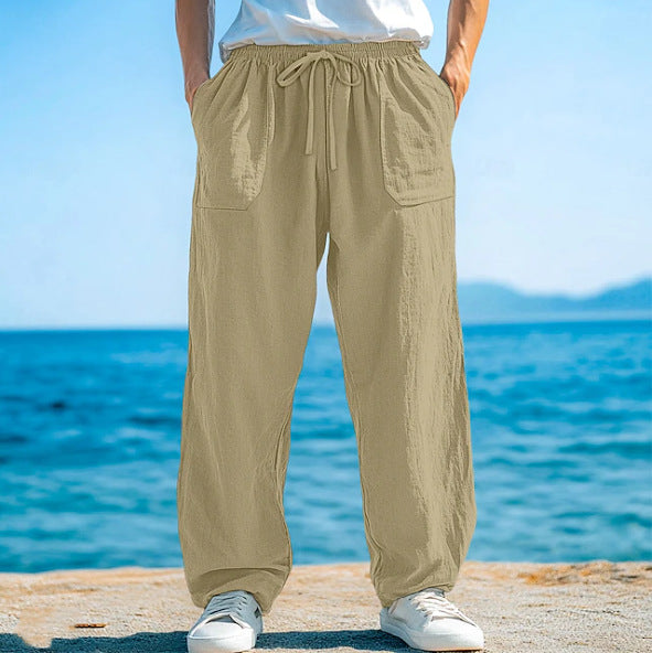 Loose-fitting Casual Pants With A Drawstring And Front Pockets