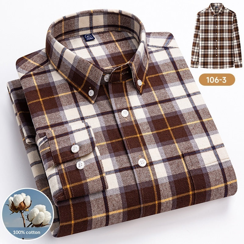 100 Cotton Plaid Long-sleeve Shirt For Layering Or Wearing On Its Own