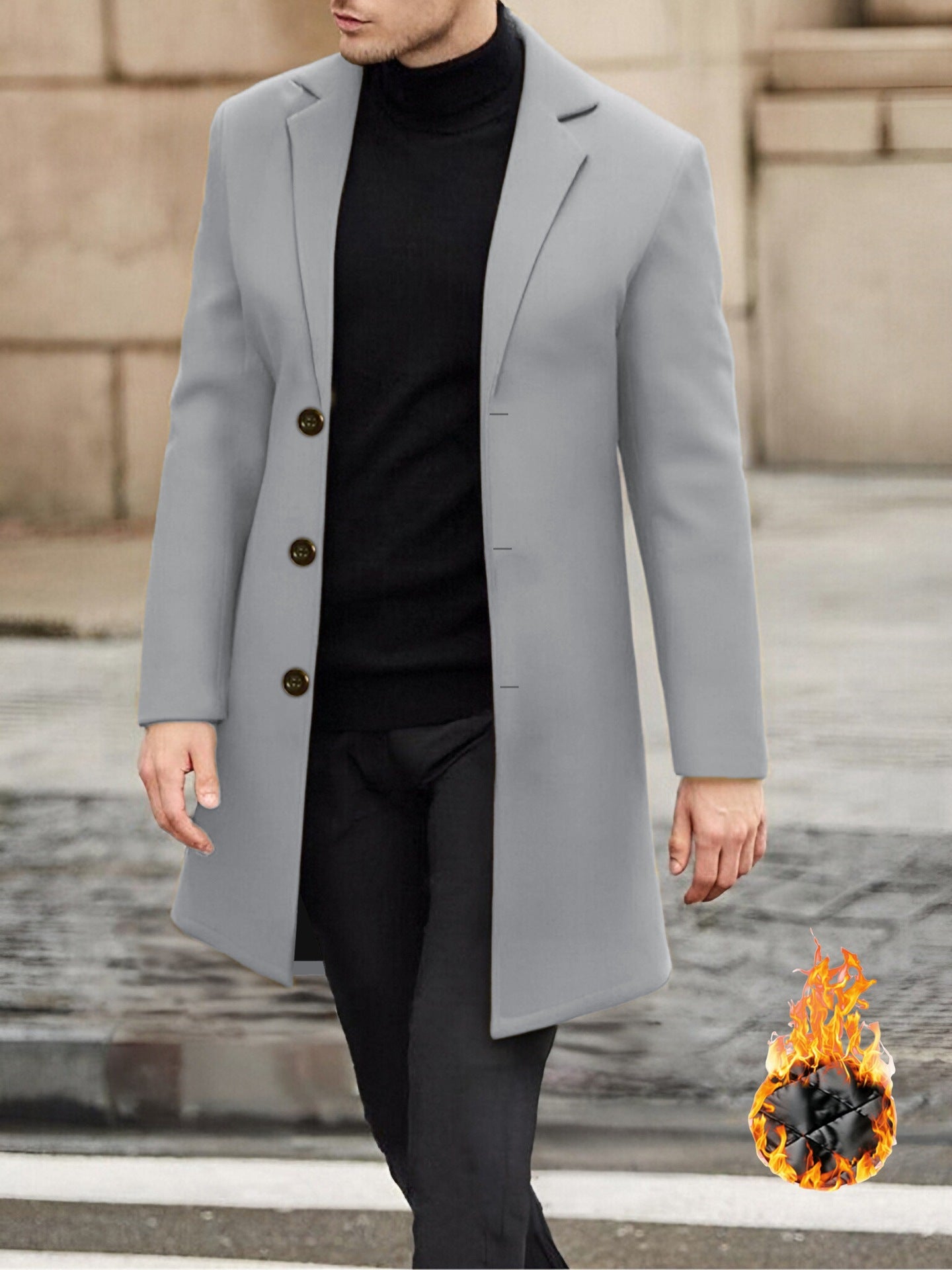 Single Breasted Lapel Windbreaker Woolen Coat