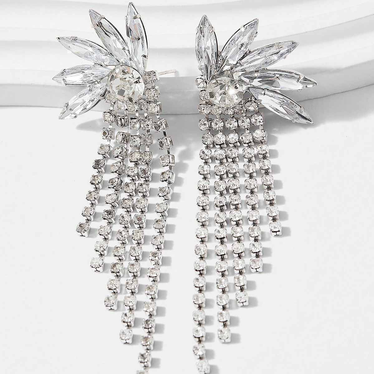 Tassel Multi-section Multi-layer Elongated Overlapping Earrings