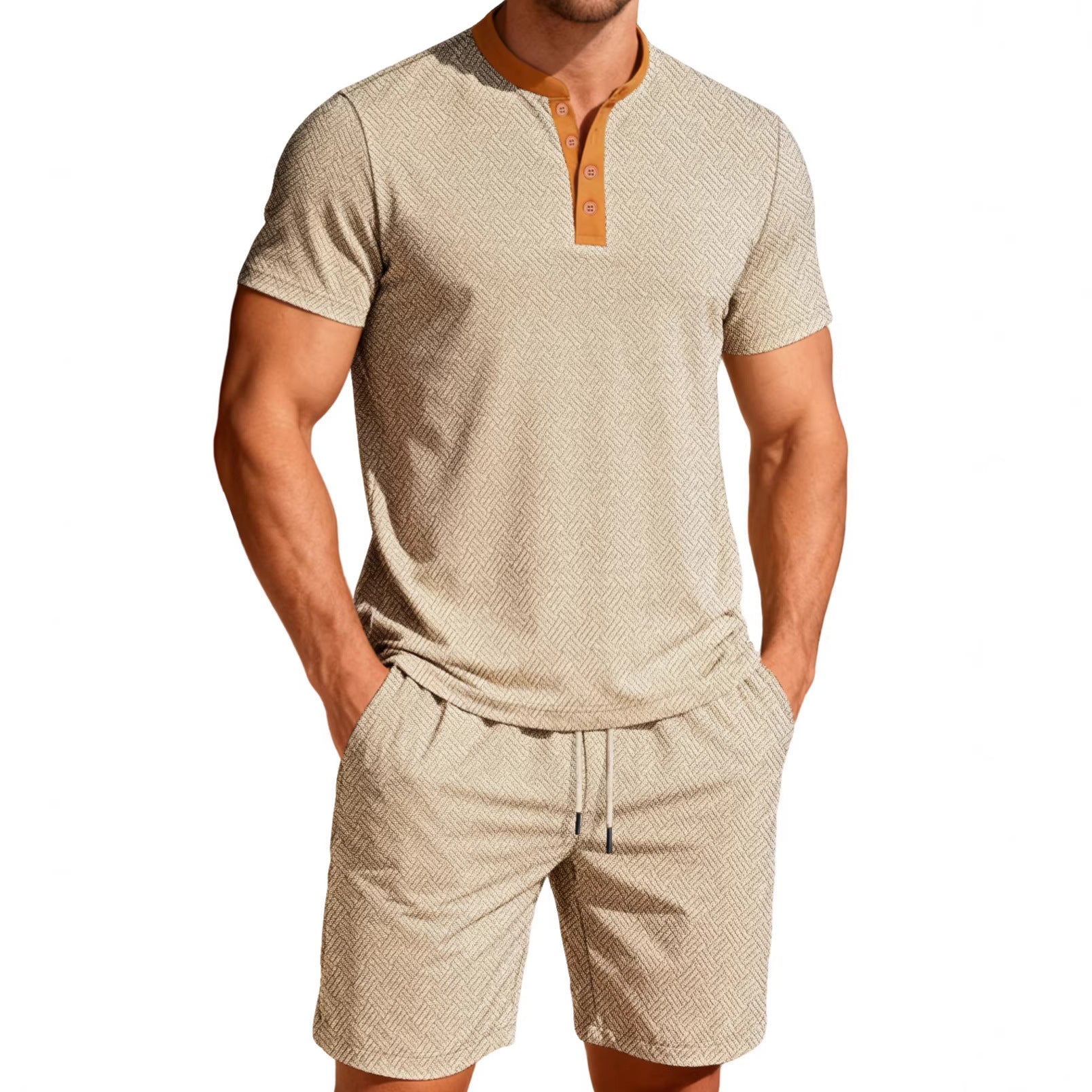 Mens Casual Sports Suit With A Lapel And Zipper