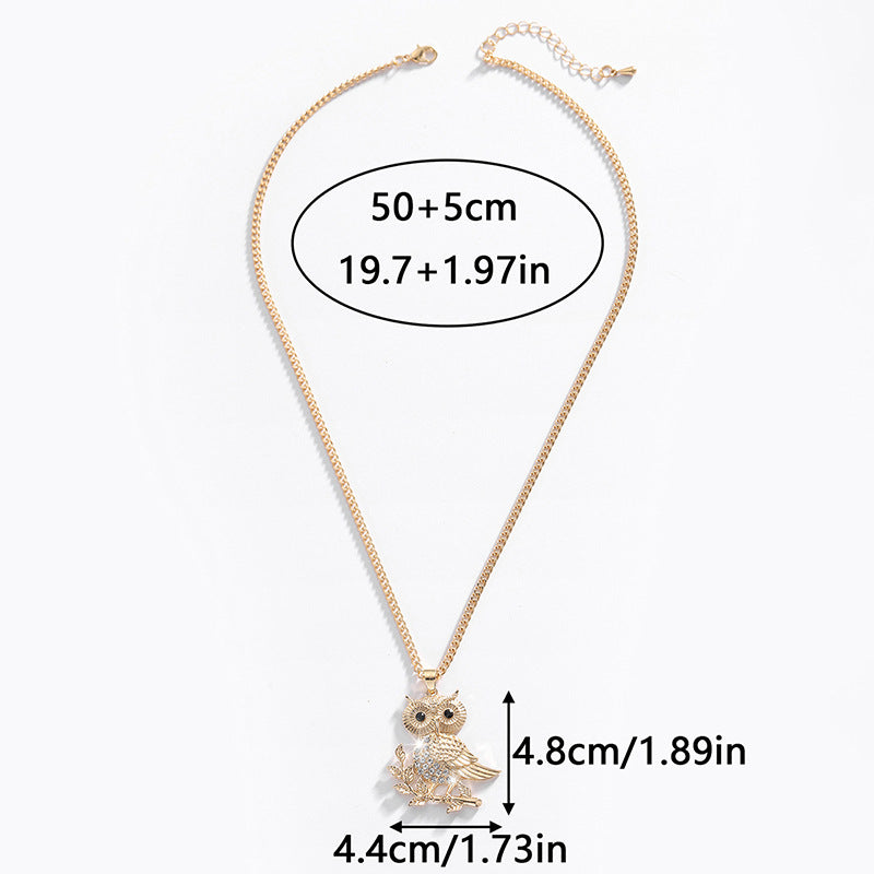 Womens Minimalist Owl-Shaped All-Match Pendant Necklace