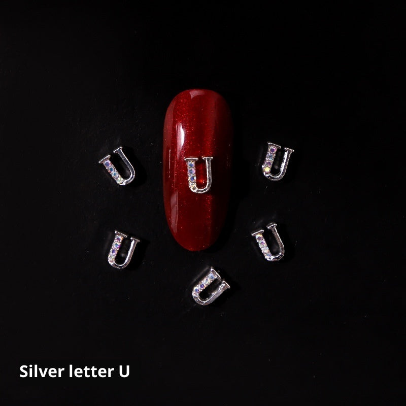 26 Letter Alloy Nail Ornament Nail Crystal