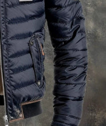 Vintage Leather Quilted Patchwork Thermal ZipUp Outdoor Jacket