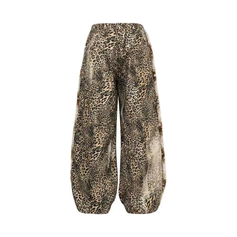 Leopard-Print American-Style Street Denim Jeans For Men