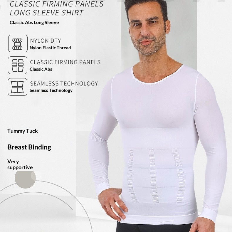 Mens Tummy-Control Shapewear Body-Shaping Sports Compression Shirt